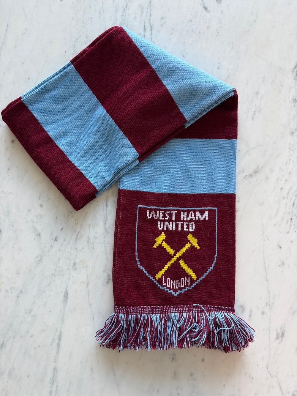 West Ham United World Cup Maroon & Sky Blue Football Scarf nwot